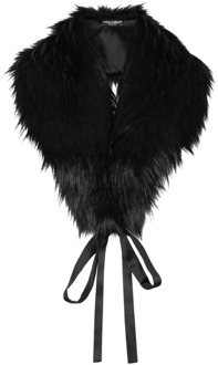 Dolce & Gabbana Zwart lintsluiting imitatiebont sjaal Dolce & Gabbana , Black , Dames - ONE Size