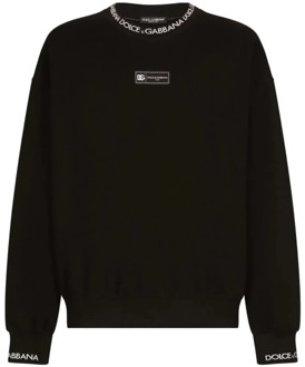 Dolce & Gabbana Zwart Logo Sweatshirt met Oversize Pasvorm Dolce & Gabbana , Black , Heren - Xl,L,M,S,Xs