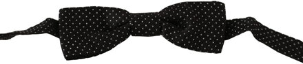 Dolce & Gabbana Zwart polka stippen zijde verstelbare hals Papillon heren stropdas - maat
