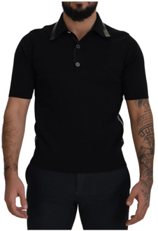 Dolce & Gabbana Zwart Polo Zijden T-shirt Dolce & Gabbana , Black , Heren - S