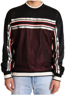 Dolce & Gabbana Zwart Rood Mesh Sport Pullover Crewneck Sweater Dolce & Gabbana , Multicolor , Heren - 2Xl,L,M