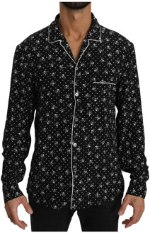 Dolce & Gabbana Zwart Skull Print Zijden Nachtkleding Overhemd Dolce & Gabbana , Black , Heren - M