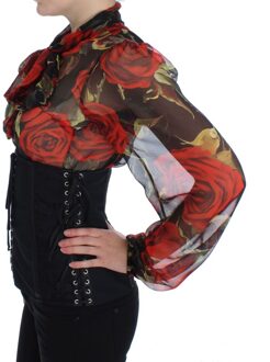 Dolce & Gabbana Zwart Stretch Korset Tailleband Veelkleurig