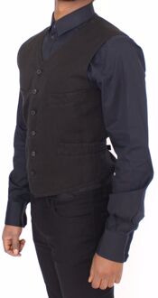 Dolce & Gabbana Zwart Vlas Katoenen Jurk Vest Blazer - maat Veelkleurig