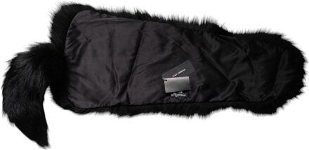 Dolce & Gabbana Zwart Vos Fleece Halswarmers Winter Sjaal