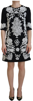 Dolce & Gabbana Zwarte A-lijn jurk met kanten afwerking Dolce & Gabbana , Black , Dames - S,2Xs