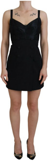 Dolce & Gabbana Zwarte aansluitende wollen stretch sheath mini jurk Dolce & Gabbana , Black , Dames - XS