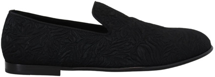 Dolce & Gabbana Zwarte bloemen jacquard slippers loafers schoenen Dolce & Gabbana , Black , Heren - 42 Eu,39 Eu,40 1/2 EU