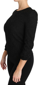 Dolce & Gabbana Zwarte Bloemenkant Rits Blouse Veelkleurig