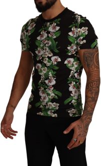 Dolce & Gabbana Zwarte Bloemenprint Crewneck Heren T-shirt