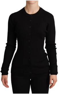 Dolce & Gabbana Zwarte Cashmere Cardigan Sweater met knoopsluiting Dolce & Gabbana , Black , Dames - Xl,M