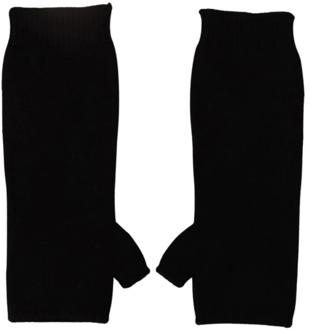 Dolce & Gabbana Zwarte Cashmere Vingerloze Handschoenen Dolce & Gabbana , Black , Dames - 8 1/2 In,8 In,7 1/2 IN