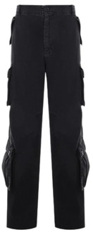 Dolce & Gabbana Zwarte Denim Cargo Jeans met Logo Plaque Dolce & Gabbana , Black , Heren - Xl,L,M