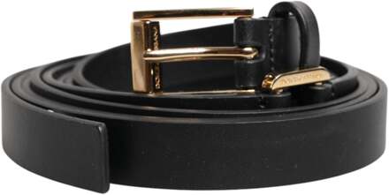 Dolce & Gabbana Zwarte Dubbele Band Leren Gouden Gesp Riem - 105 cm