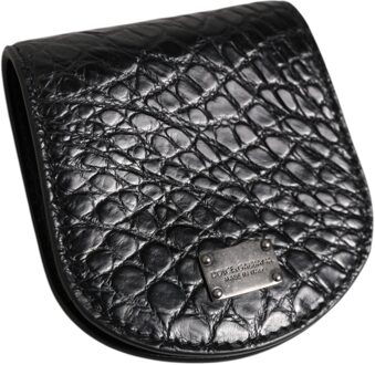 Dolce & Gabbana Zwarte Exotische Huid Munt Condom Case Houder Pocket Portemonnee - One Size