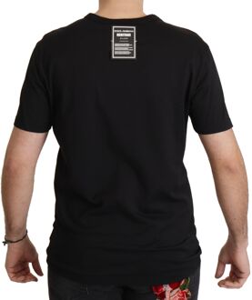 Dolce & Gabbana Zwarte Fluweel Crest T-shirt Tsh7974 - maat
