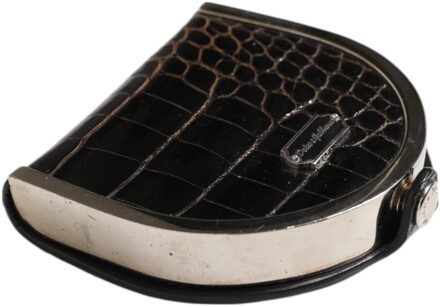 Dolce & Gabbana Zwarte Gepolijste Krokodillenleren Heren Muntportemonnee - maat