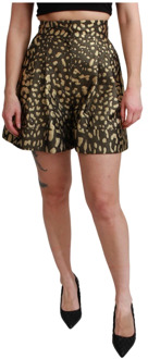 Dolce & Gabbana Zwarte Gouden Hoge Taille Mini Katoenen Shorts Dolce & Gabbana , Black , Dames - XS