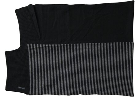 Dolce & Gabbana Zwarte Grijze Streep Wol Nekwrap Sjaal Schal - One Size