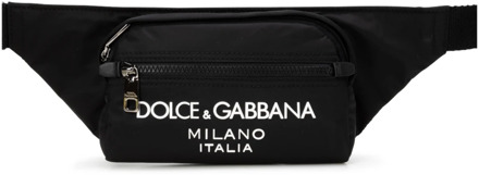 Dolce & Gabbana Zwarte heuptas met logo rits Dolce & Gabbana , Black , Heren - ONE Size