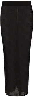 Dolce & Gabbana Zwarte Jacquard Logo Rok Dolce & Gabbana , Black , Dames - L,M,S,Xs