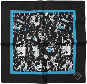 Dolce & Gabbana Zwarte Jazz Club Zijde Vierkante Mannen Foulard Sjaal Zwart/blauw