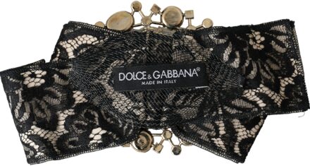 Dolce & Gabbana Zwarte Kant Kristal Handgemaakte Broche Haarspeld - One Size