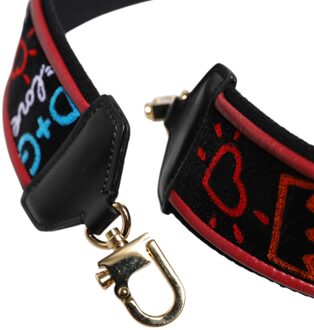 Dolce & Gabbana Zwarte Katoenen Gedrukte Vrouwen Tas Accessoire Schouderband - One Size