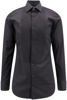 Dolce & Gabbana Zwarte Katoenen Overhemd - Aw23 Collectie Dolce & Gabbana , Black , Heren - M,3Xl
