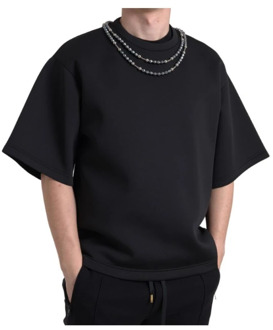 Dolce & Gabbana Zwarte Ketting Versierde T-shirt Dolce & Gabbana , Black , Heren - M