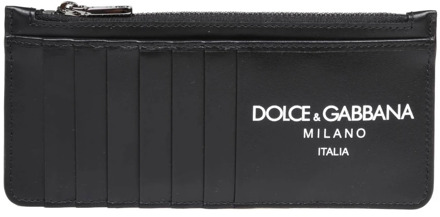 Dolce & Gabbana Zwarte Leren Creditcardhouder Dolce & Gabbana , Black , Heren - ONE Size