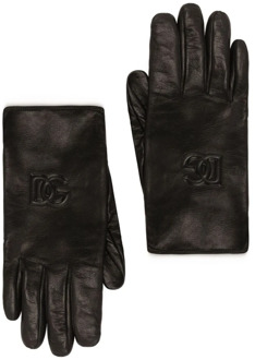 Dolce & Gabbana Zwarte Leren Handschoenen Dolce & Gabbana , Black , Heren - 9 IN
