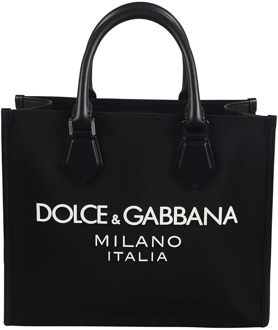 Dolce & Gabbana Zwarte Leren Handtas Dolce & Gabbana , Black , Heren - ONE Size