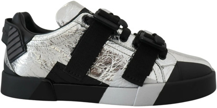 Dolce & Gabbana Zwarte Leren Lage Sneakers Dolce & Gabbana , Black , Heren - 39 1/2 EU