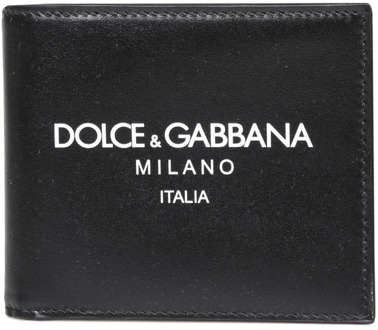 Dolce & Gabbana Zwarte Leren Portemonnee met Logo Dolce & Gabbana , Black , Heren - ONE Size