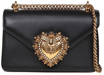 Dolce & Gabbana Zwarte leren schoudertas met heilig hart ontwerp Dolce & Gabbana , Black , Dames - ONE Size