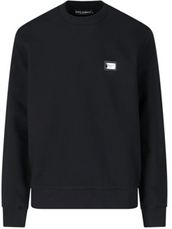 Dolce & Gabbana Zwarte Logo Crewneck Sweaters Dolce & Gabbana , Black , Heren - M,S,Xs