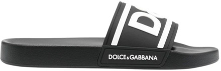 Dolce & Gabbana Zwarte Logo-Print Sandalen Dolce & Gabbana , Black , Heren - 41 EU