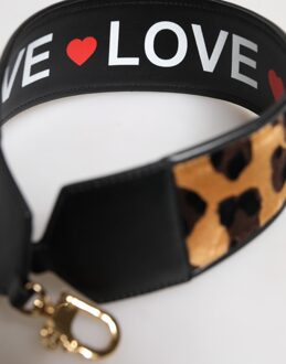 Dolce & Gabbana Zwarte Luipaardprint Omkeerbare Schoudertas met Band - maat Zwart/bruin