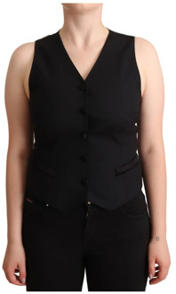 Dolce & Gabbana Zwarte mouwloze vest top met knoopsluiting Dolce & Gabbana , Black , Dames - L,S,Xs,2Xs,3Xs