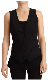Dolce & Gabbana Zwarte mouwloze vest van wol Dolce & Gabbana , Black , Dames - XS