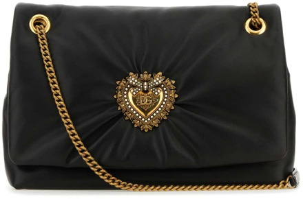 Dolce & Gabbana Zwarte nappa leren medium Devotion schoudertas Dolce & Gabbana , Black , Dames - ONE Size
