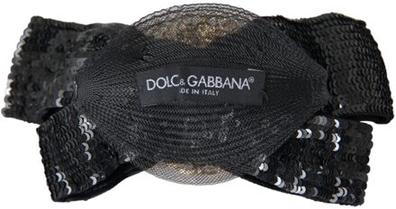 Dolce & Gabbana Zwarte Pailletten Parels Handgemaakte Broche Haarspeld - maat