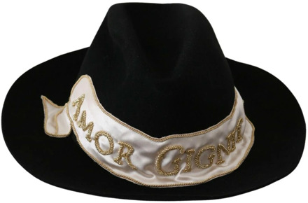 Dolce & Gabbana Zwarte Panama-hoed met brede rand Dolce & Gabbana , Black , Heren - 56 CM