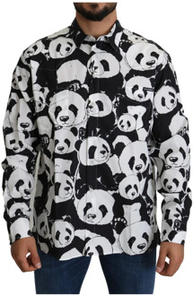 Dolce & Gabbana Zwarte Panda Heren Casual 100% Katoenen Overhemd Dolce & Gabbana , Multicolor , Heren - XS