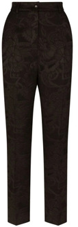 Dolce & Gabbana Zwarte pantalon met bloemenapplicatie Dolce & Gabbana , Black , Dames - L,S