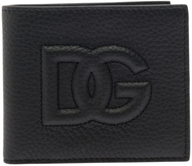 Dolce & Gabbana Zwarte Portemonnees met DG Reliëf Logo Dolce & Gabbana , Black , Heren - ONE Size
