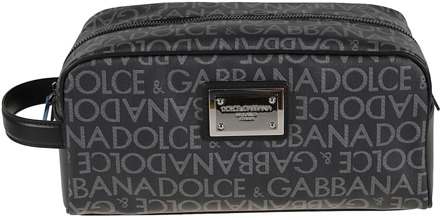 Dolce & Gabbana Zwarte Portemonnees met Jacquard Logo Dolce & Gabbana , Black , Heren - ONE Size