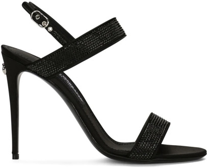 Dolce & Gabbana Zwarte sandalen met kristallen versiering en hoge hakken Dolce & Gabbana , Black , Dames - 40 Eu,39 Eu,36 Eu,37 1/2 Eu,36 1/2 Eu,35 1/2 Eu,41 EU