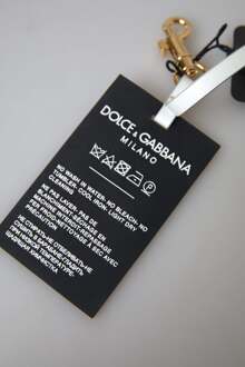 Dolce & Gabbana Zwarte Siliconen DG Logo Gouden Messing Sleutelhanger